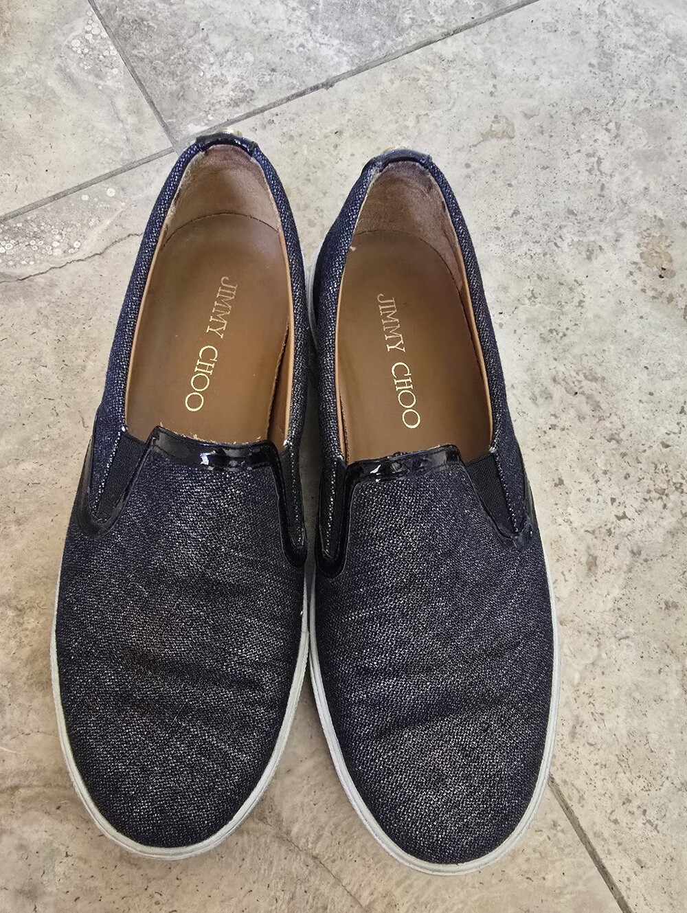 Jimmy Choo Demi Denim Trainer Slip On Sneakers 37
